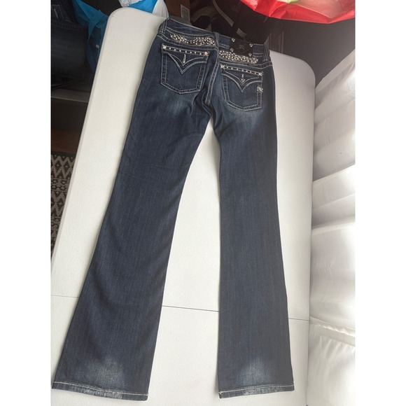 Miss Me Bootcut Jeans Embellished Pockets Dark Wash Denim Women's Size 28 - Picture 2 of 8